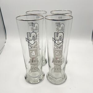 BECK’S  Set Of 4 Beer Glasses 0.4L Bar Pub Tall Glass Becks